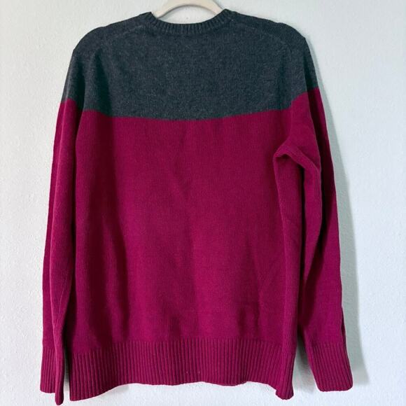 Marino Wool Maroon Grey Sweater Men Large Banana Republic​ GORPCORE - Picture 6 of 11